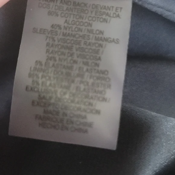 Elie Tahari Navy zippered front mixed media jacket with chain hem - Picture 8 of 8